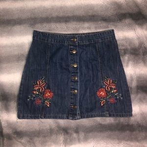 F21 Denim Floral Skirt